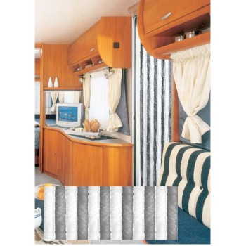 3 - Chenille Curtain for Camper Door 56/200 White Grey Arisol Camping Home