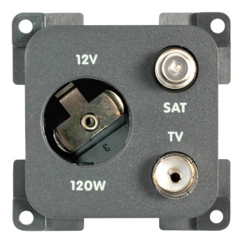 3 - 12V Cigarette Lighter Socket + TV Socket + Satellite Socket CBE MP12ATVS Camper Boat