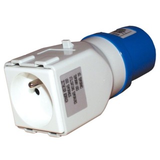 1 - Adapter from Blue CEE Plug to French CBE R427 Socket for Camper Caravan