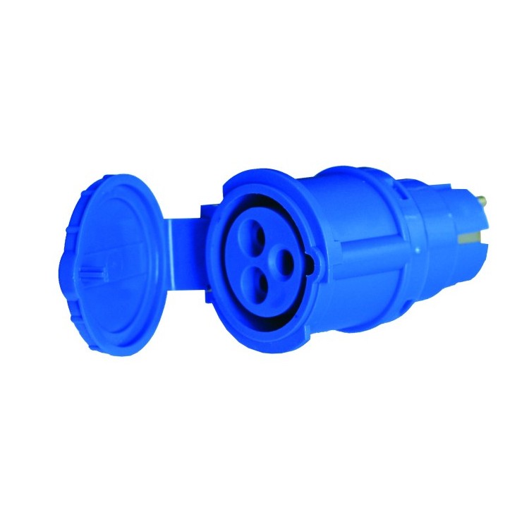 1 - Adaptateur de prise Schuko à prise bleue CEE CBE R429 camping-car caravane