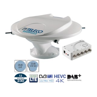 1 - Teleco Wing 22 Camper Roof Antena de TV + Amplificador + Cabo de 5m