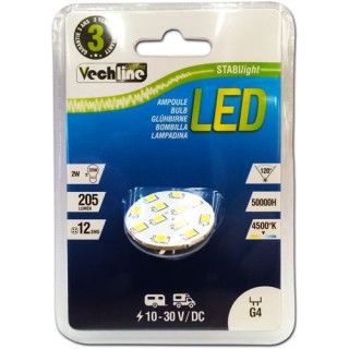 1 - Lámpara 12V 24V G4 Conexión Trasera 205lm 4500K Camper