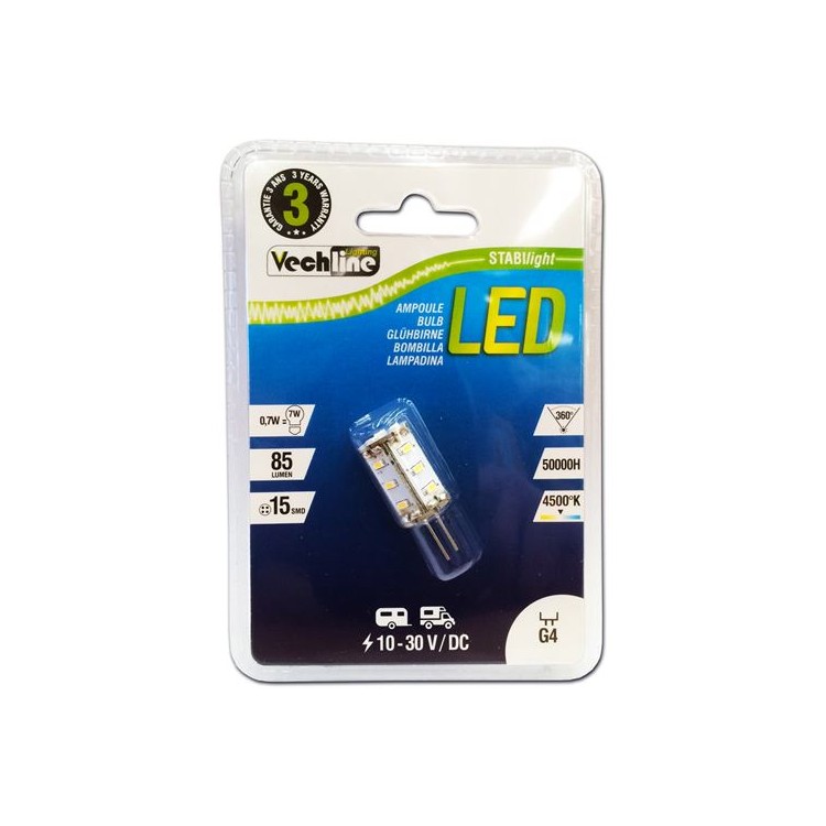 1 - Connexion arrière de lampe G4 12V 24V 360 4500K CAMPER
