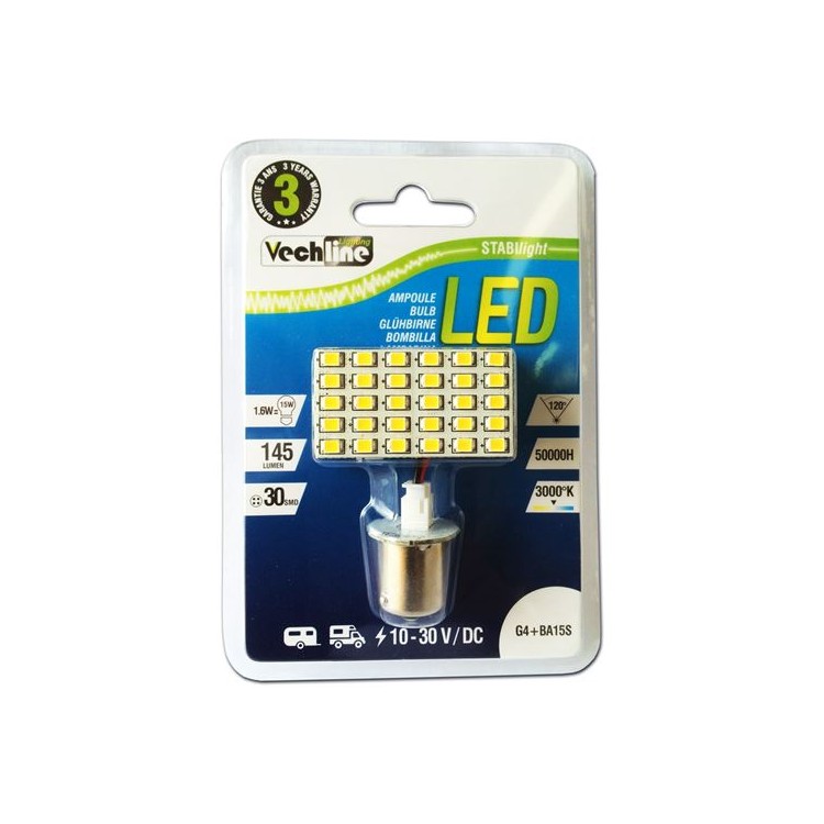 1 - Replacement Lamp for Camper Ceiling Light 12V 24V G4 + BA15S