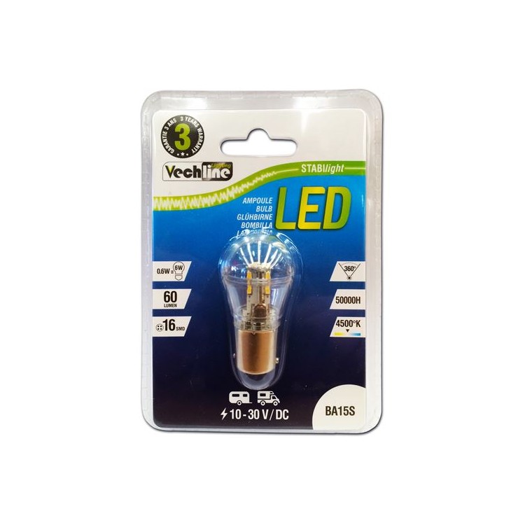 1 - LED-lamp BA15S 12V 24V Camper Truck 4500K