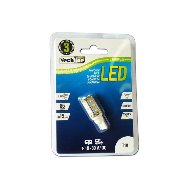 1 - T10 LED-lamp 12V 24V Camper Truck 4500K