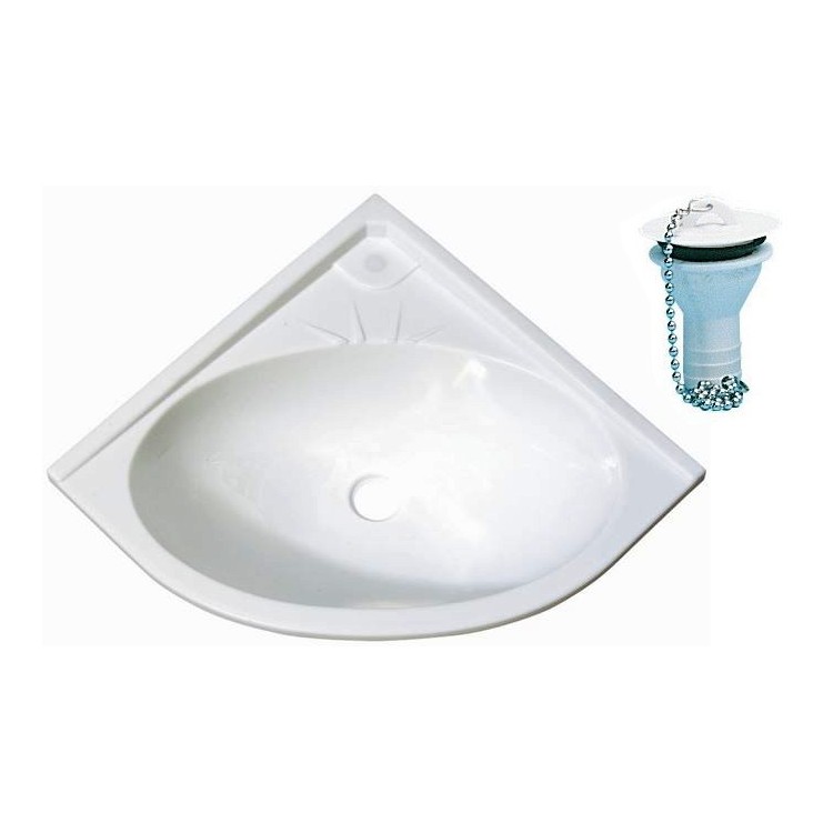 1 - Évier d'angle pour camping-car 330x330x130 mm avec bonde