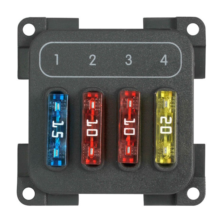 1 - Sicherungshaltermodul mit 4 integrierten CBE MPF4-Sicherungen für Wohnmobilboote