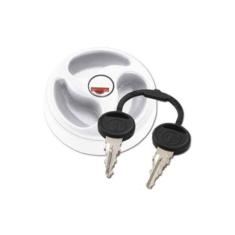 1 - White Three Spoke Cap for Camper Water or Fuel Tank