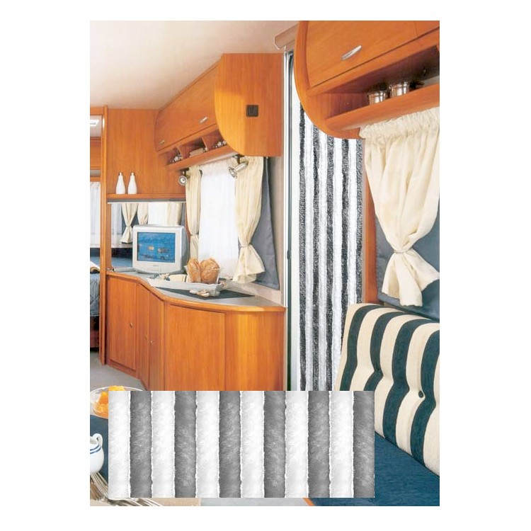 1 - Cortina de chenille para porta de campista 56/200 branco cinza arisol camping home