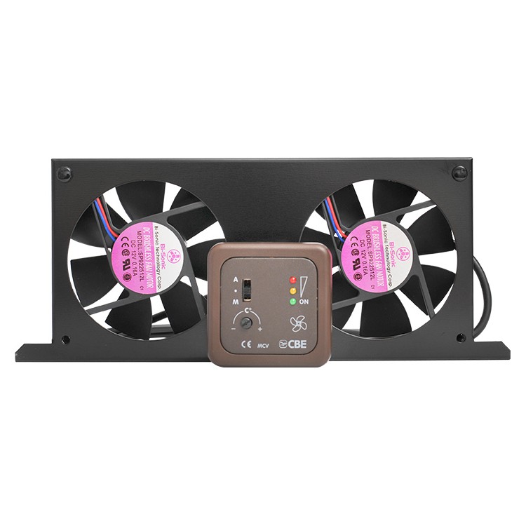 1 - CBE MCV-2 Camperkoelkastventilator KIT met afstandsbediening Bruin