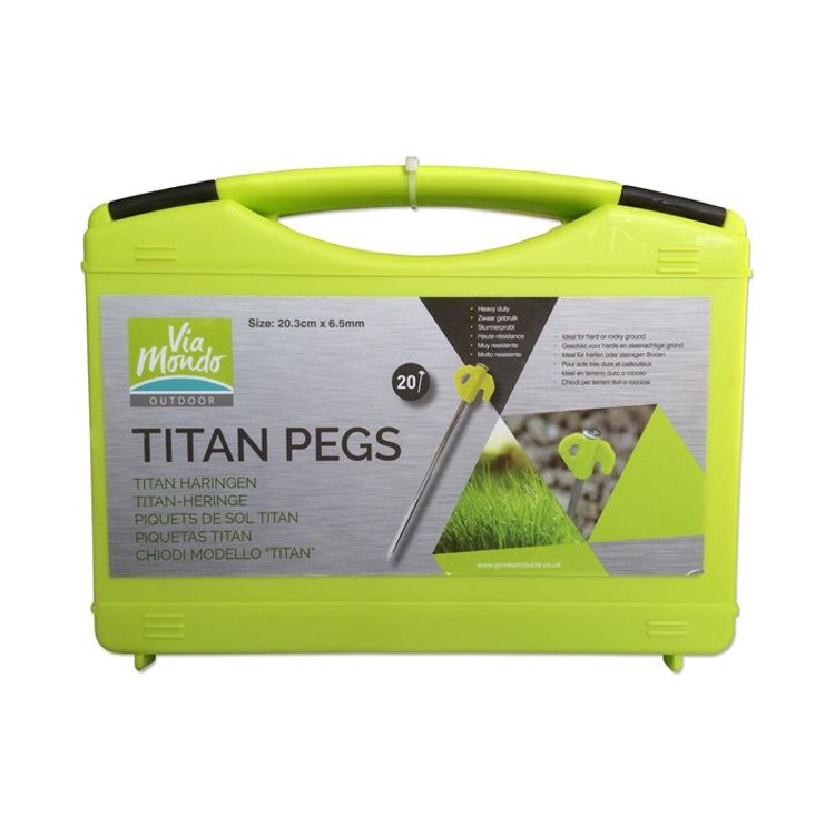 1 - Picchetti Campeggio Tenda Stuoia Camper 20 Pezzi ViaMondo Titan Pegs