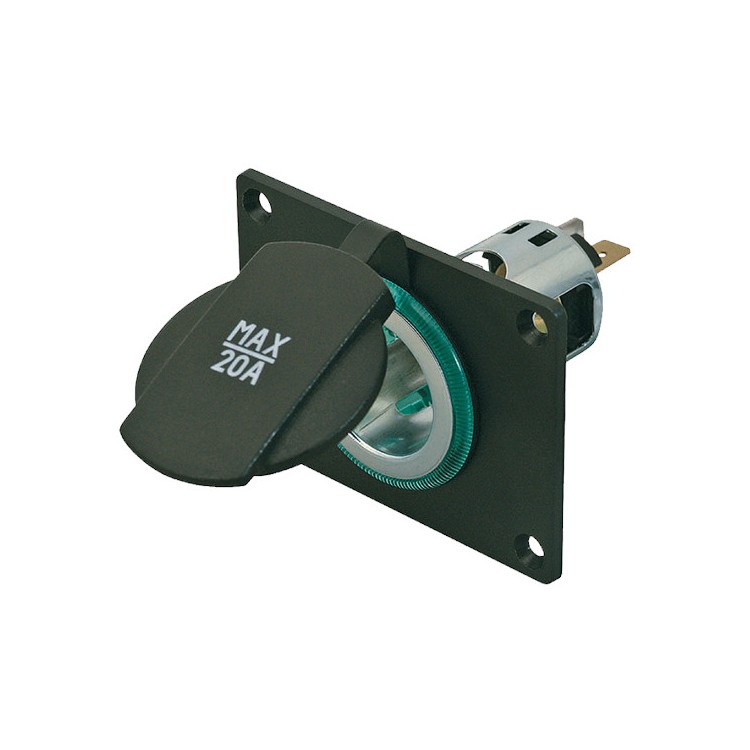 1 - 12V D21 inbouwstopcontact met deksel CBE R414-I voor camperboot