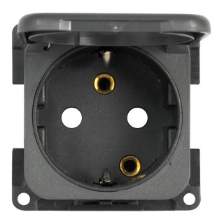 1 - Tomada Schuko Alemã 230V CBE MP22D Cinza Camper Boat Van