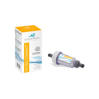 1 - Filtro de sedimentos compacto AcquaTravel para carregamento de água + desinfetante para campistas