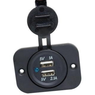 2 - Tomada USB de montagem embutida dupla universal 12V para carro-barco campista