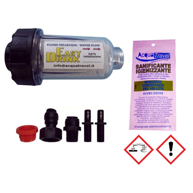 1 - Filtro de água + desinfetante AcquaTravel Easy Drink Camper