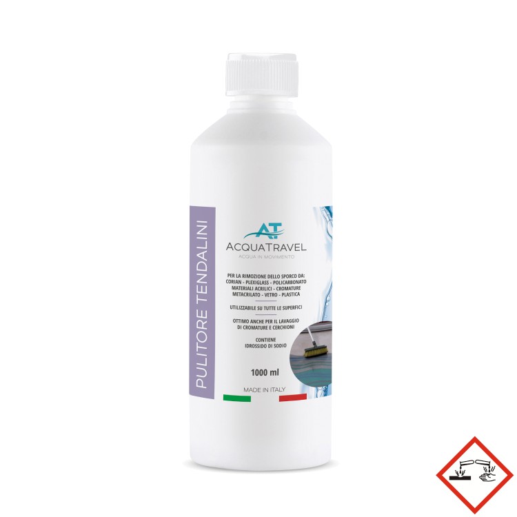 1 - AcquaTravel Pulitore Tendalini Veranda Camper Sdraio Finestre Righe Nere Piscina 1L