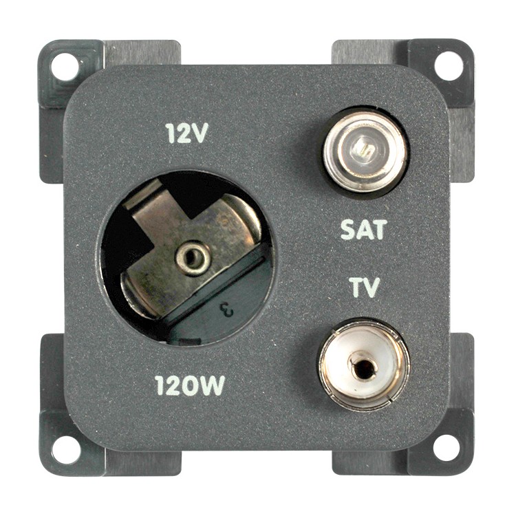 1 - 12V-Zigarettenanzünder-Buchse + TV-Buchse + Satelliten-Buchse CBE MP12ATVS Camper Boat