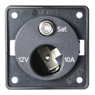 1 - 12-V-Zigarettenanzünder-Buchse + Berker BMP12AS Satellitenantennen-Buchse für Wohnmobil, Boot