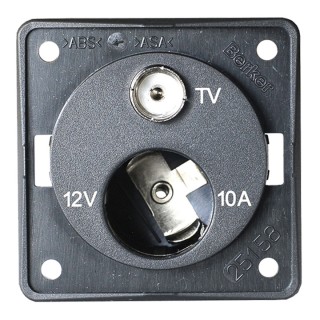 1 - 12V Cigarette Lighter Socket + TV Antenna Socket Berker BMP12ATV Camper Boat