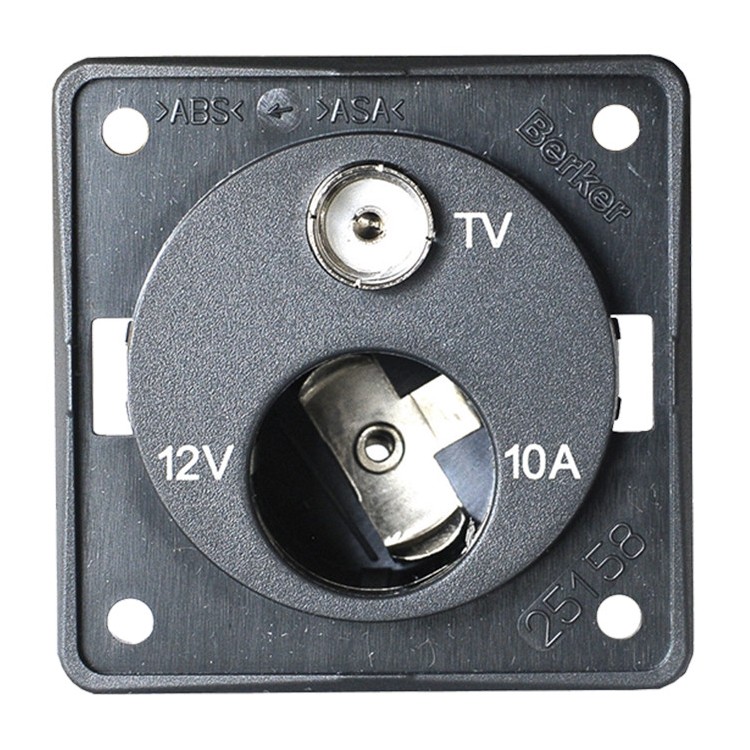 1 - Presa 12V Accendisigari + Presa Antenna TV Berker BMP12ATV Camper Barca