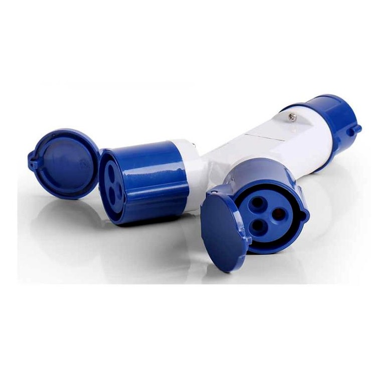 1 - CarBest Adaptador Divisor de Enchufe Industrial CEE Azul para Camper Camping