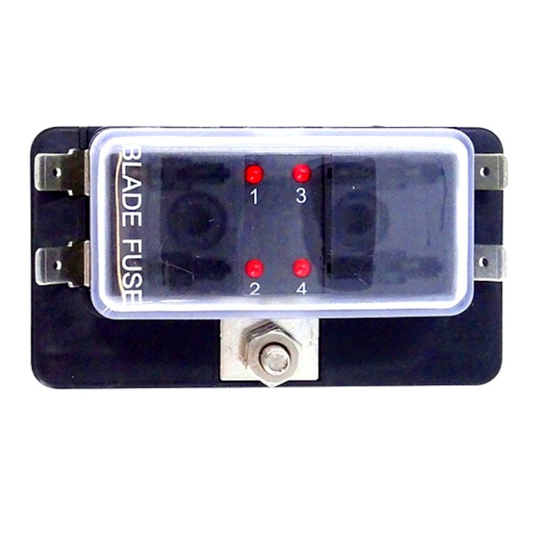 1 - Boîte de 4 porte-fusibles à lame TREM standard avec indicateurs LED