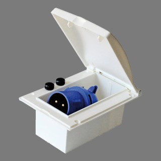 1 - External Camper Plug Blue CEE 230V Built-in with Corrugated Cover CBE R432