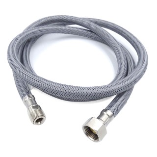 1 - Grijs nylon gaas doucheslang 2,5 m F1/2' X M15X1