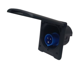 1 - External Black Watertight Plug with Magnet 230V for Camper Caravan