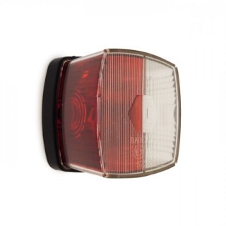 1 - Luce di Ingombro Quadra Bianco Rosso con Base Nera per Camper