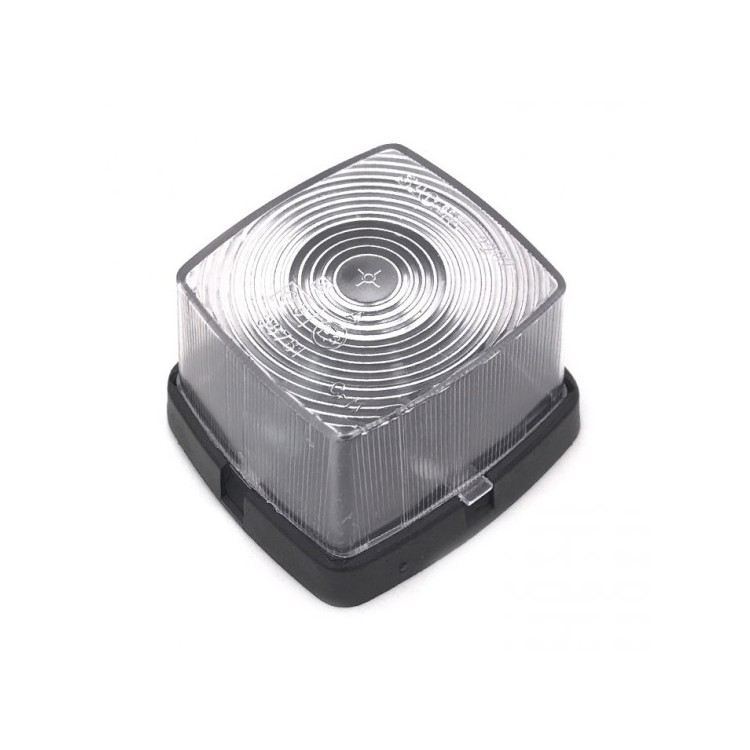 1 - Luce Posizione Quadrata Bianca con Base Nera Senza Lampadina per Camper Camion