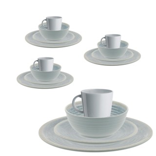 1 - SET Denia 16 Pieces Plates Bowls Cups Non-Slip Camper Camping