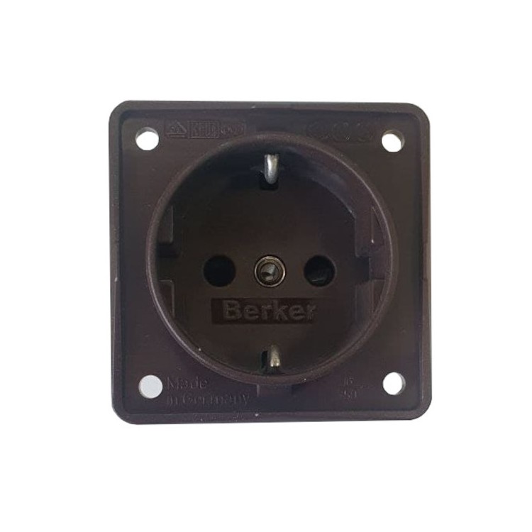 1 - 230V German Schuko socket CBE Berker BMP22D Brown Camper Boat