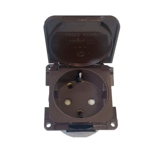 1 - Tomada alemã Schuko 230V CBE MP22D Brown Camper Boat Van