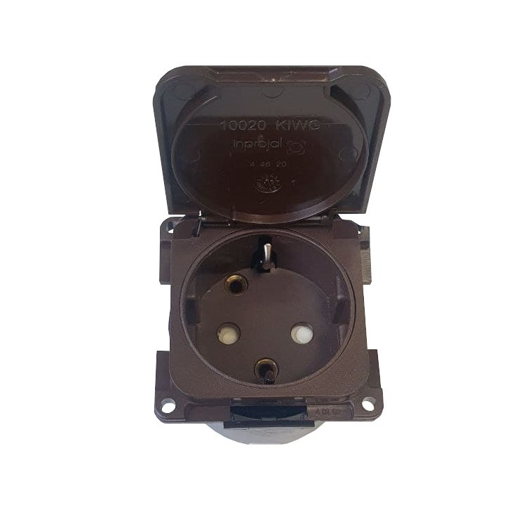 1 - 230V Toma Schuko Alemana CBE MP22D Marrón Camper Barco Furgoneta