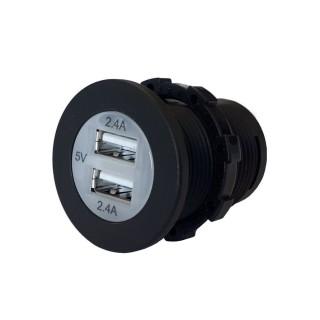 1 - Tomada de montagem embutida USB universal dupla 12V/24V para campistas, carros, vans