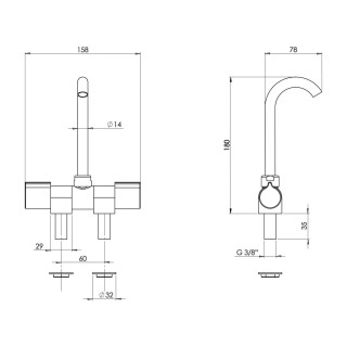 2 - Grifo Monomando Abatible con Caño Corto TREM