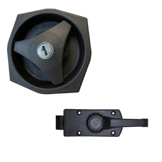 1 - Serrure FAP noire avec cylindre et poignée de porte de camping-car interne