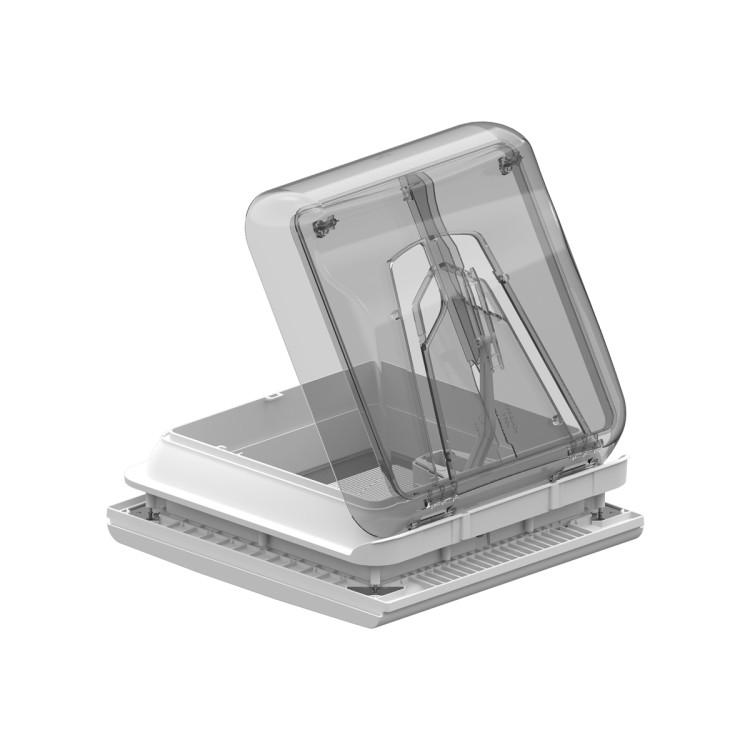 1 - Obl Vent 28 F Crystal Fiamma Neutraal Wit Interieur met Muggennet voor Badkamer Camper