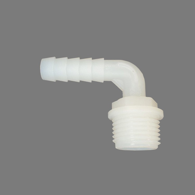 1 - Conector de manguera curva 90 de 12 mm, rosca de 1/2" para sistemas hidráulicos