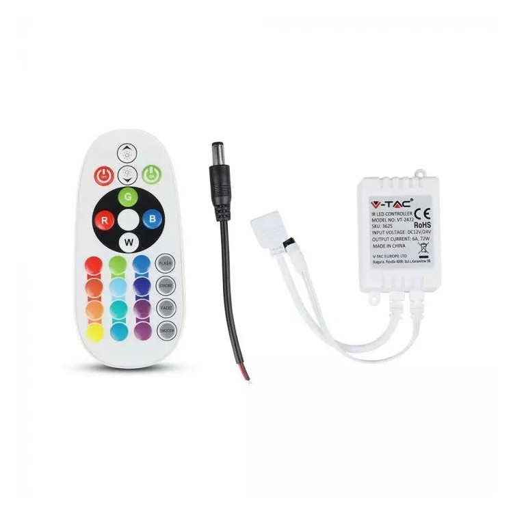 1 - Centralina RGB IR Remote Controller12V 24V 6A Telecomando 24 tasti VT-2472 SKU-3625
