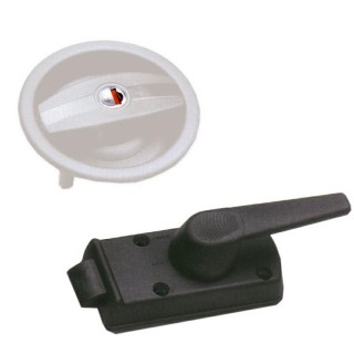 1 - Serrure Zadi ronde blanche avec cylindre d'ouverture à droite pour porte de camping-car