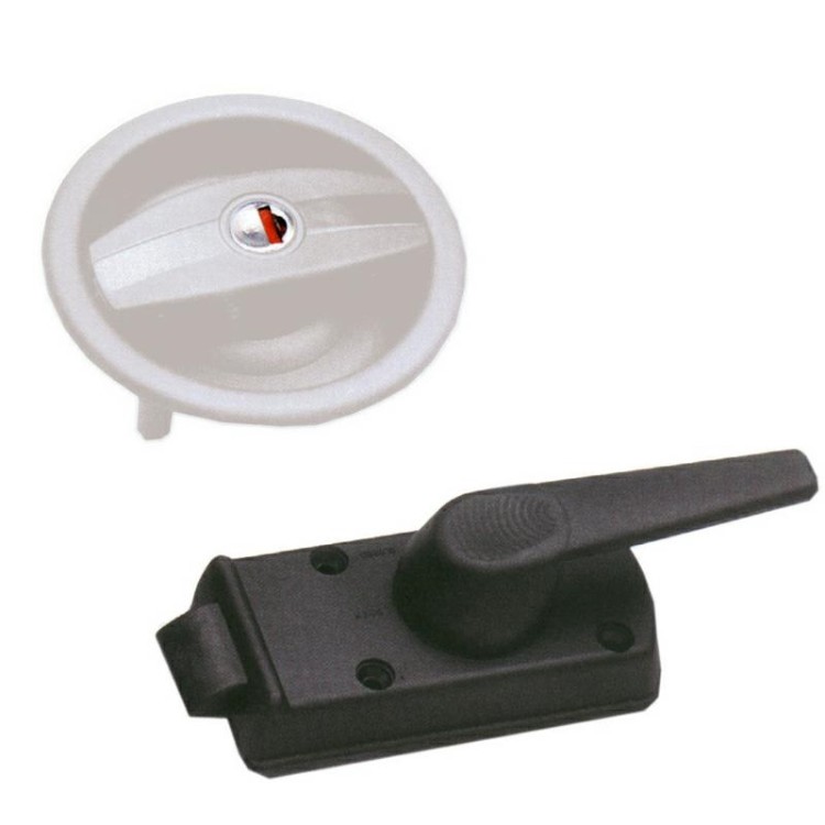 1 - Serrure Zadi ronde blanche avec cylindre d'ouverture à droite pour porte de camping-car