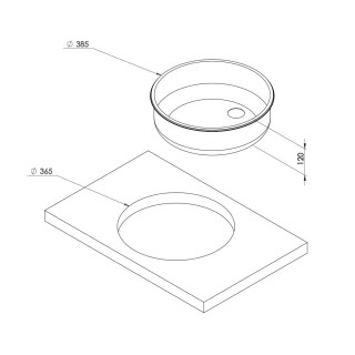 2 - Sink Circular Sink LA1418-BA for Camper