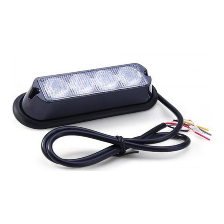 1 - Lampeggiante Stroboscopico Luce Arancione 4 LED Sincronizzabile Omologato