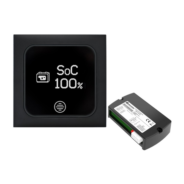 1 - Digital touch panel for checking the charge status of the Camper CBE PT750 batteries