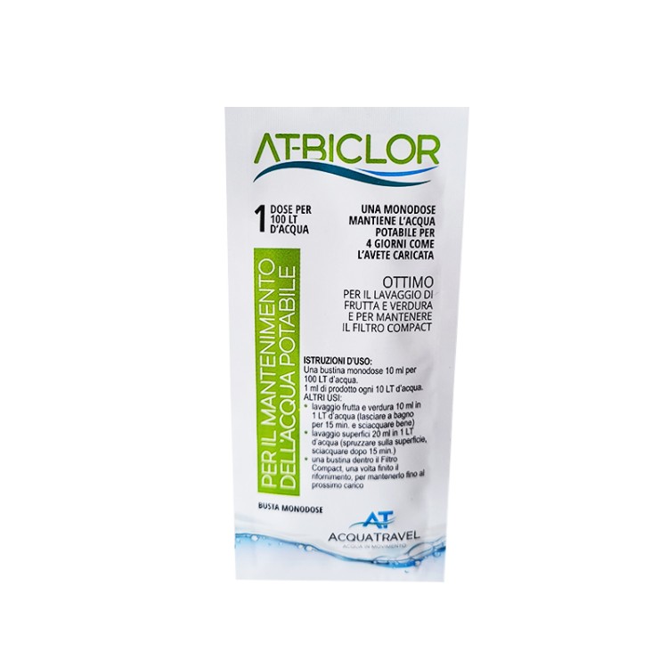 1 - Clear water tank disinfectant
AT-BICLOR single-dose sachet Acquatravel camper boat