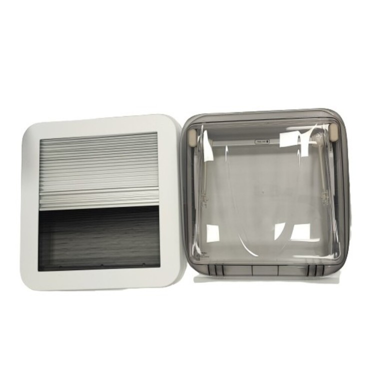 1 - Di-tec Oblò Camper 40x40 trasparente con Oscurante Zanzariera Plissettati